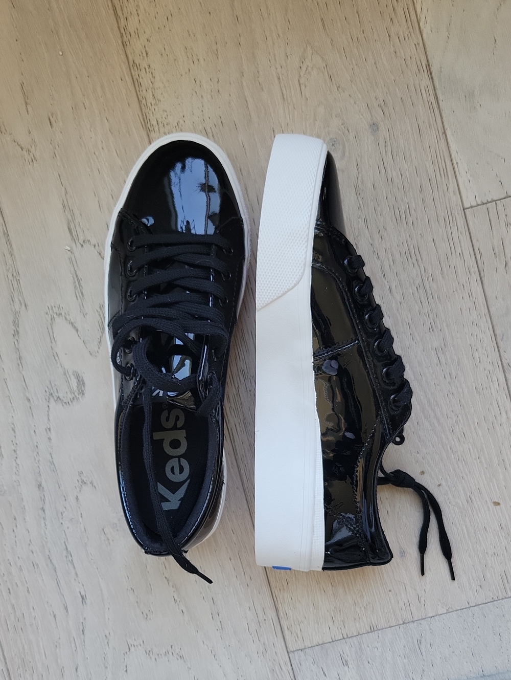 Keds Black Patent Platform Lace-Up Sneakers